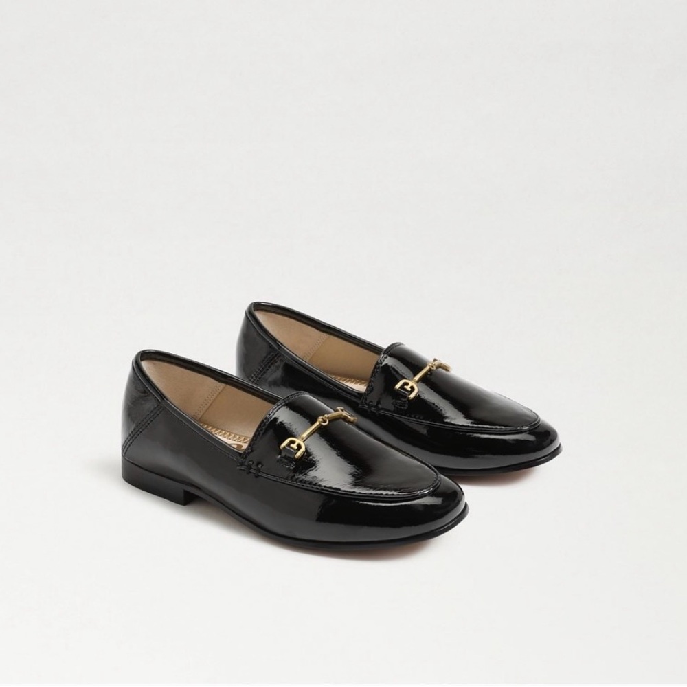 Sam Edelman black Patent Leather Loafers with Gold Detail for girls